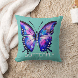 Blaue und rosa Schmetterling Kissen