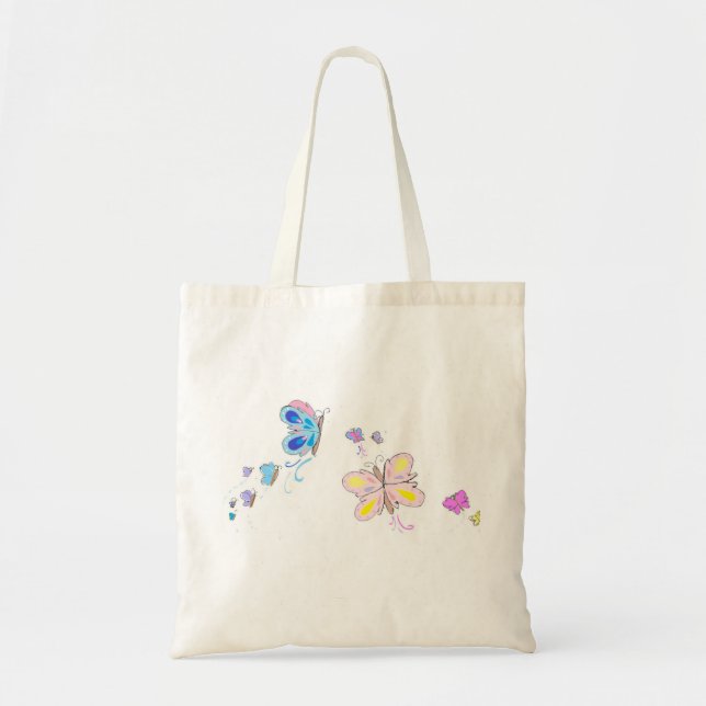 Blaue und rosa Schmetterlings-Taschen-Tasche Tragetasche (Vorne)