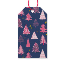 Blaue und rosa Weihnachtsbaummuster