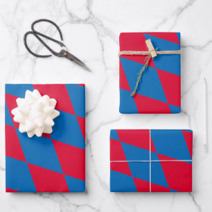 Blaue und rote bayerische Diamant-Flaggen-Muster Geschenkpapier Set