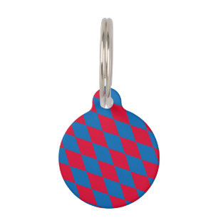 Blaue und rote bayerische Diamantflagge Muster Haustiermarke