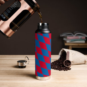 Blaue und rote bayerische Diamantflagge Muster Trinkflasche