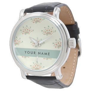Blaue und rote Blumen, Blau, Ihr Name Armbanduhr