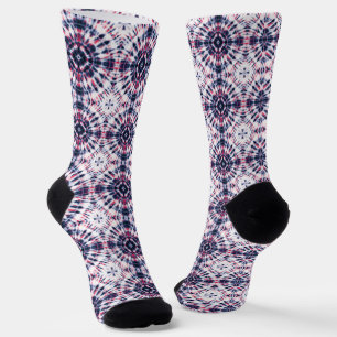 Blaue und rote Gefärbte Krawatte Socken