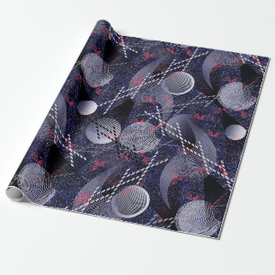 Blaue und rote geometrische Abstraktion. Geschenkpapier