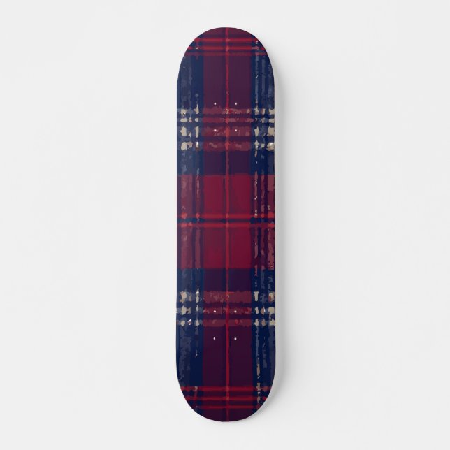 Blaue und rote Karo-Bold-Design Skateboard (Vorne)