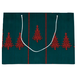 Blaue und rote Kristall-Weihnachtsbäume Große Geschenktüte