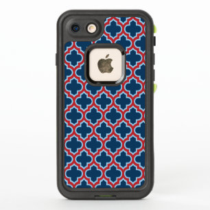 Blaue und rote marokkanische Trellis, Gitter, Quat