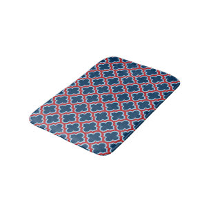 Blaue und rote marokkanische Trellis, Gitter, Quat Badematte