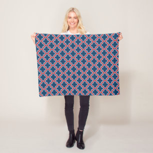 Blaue und rote marokkanische Trellis, Gitter, Quat Fleecedecke