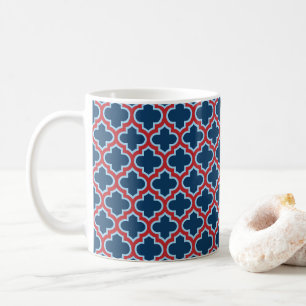 Blaue und rote marokkanische Trellis, Gitter, Quat Kaffeetasse