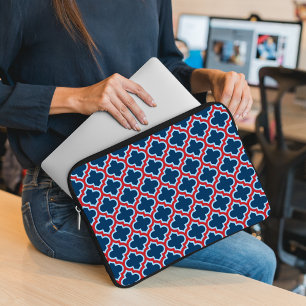 Blaue und rote marokkanische Trellis, Gitter, Quat Laptopschutzhülle