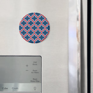 Blaue und rote marokkanische Trellis, Gitter, Quat Magnet