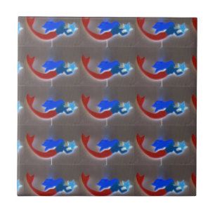 blaue und rote Meerjungfraufliese Fliese