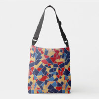 Blaue und rote Mosaike-Crossbody-Tasche