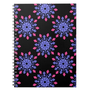 Blaue und rote Neonblume Notizblock