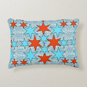 Blaue und rote Sterne Muster Dekokissen