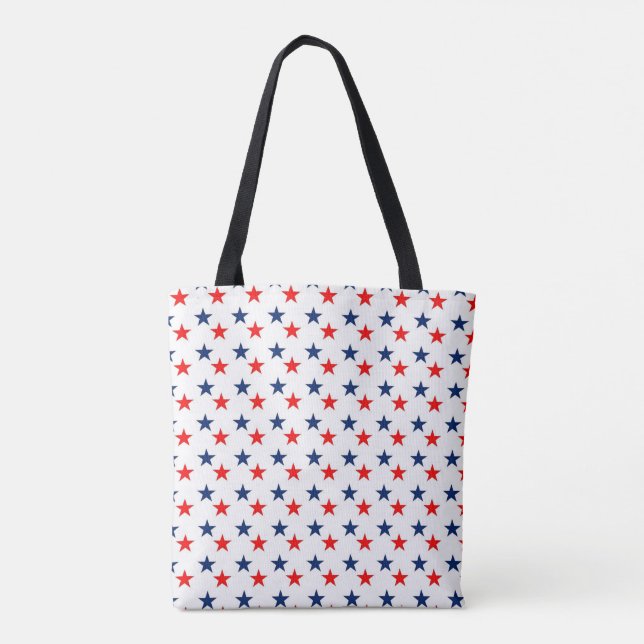 Blaue und rote Sterne-Muster Tasche (Rückseite)