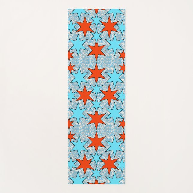 Blaue und rote Sterne Muster Yogamatte (Vorderseite)