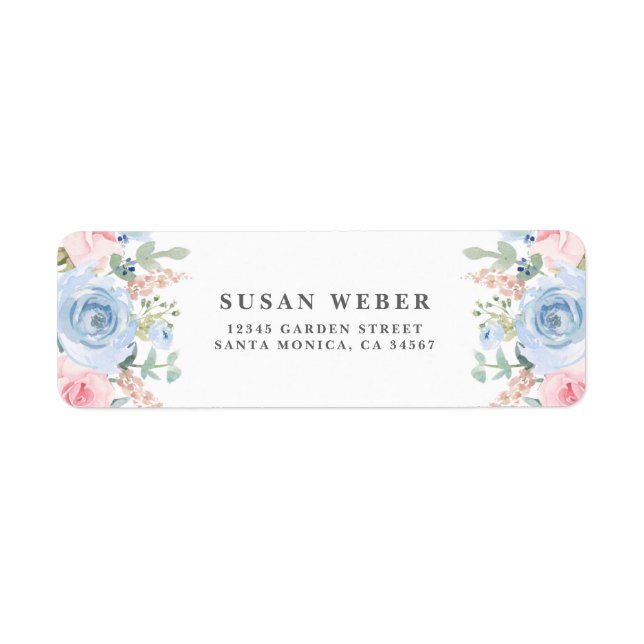 Blaue und rötlich-rosa Aquarellfarben - Einladung (Vorne)