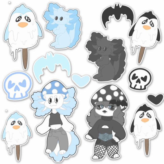 Blaue und schwarze Aufkleber (Vorderseite)