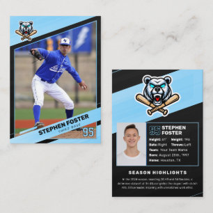 Blaue und schwarze Baseball-Handelskarte, Baseball Telefonnummerkarte