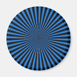 Blaue und schwarze Funky gestreifte abstrakte Magnet