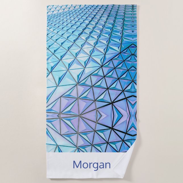 Blaue und schwarze geometrische Formen, Name oder  Strandtuch (Vorderseite)