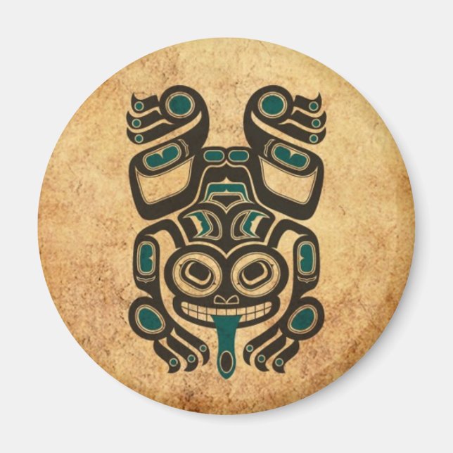 Blaue und schwarze Haida Spirit Tree Frog Magnet (Vorne)