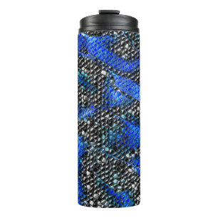 Blaue und schwarze Halbwertswaage Thermosbecher