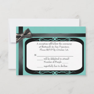 Blaue und schwarze Hochzeits-Antwortkarten für Sch RSVP Karte