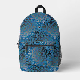 Blaue und schwarze Kachelmuster Kids-Backpack Bedruckter Rucksack