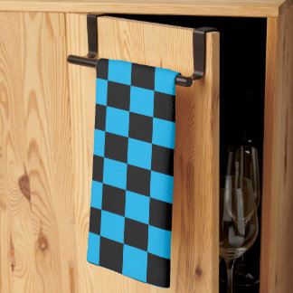 Blaue und schwarze karierte Drucke Geschirrtuch