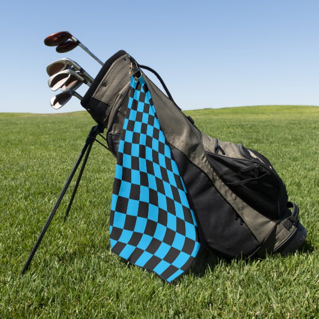 Blaue und schwarze karierte Drucke Golfhandtuch (Gras)