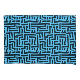 Blaue und schwarze Motive | Geometrisches Muster Kissenbezug