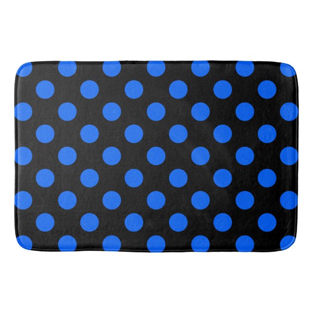 Blaue und schwarze Polka Badematte (Vorderseite)