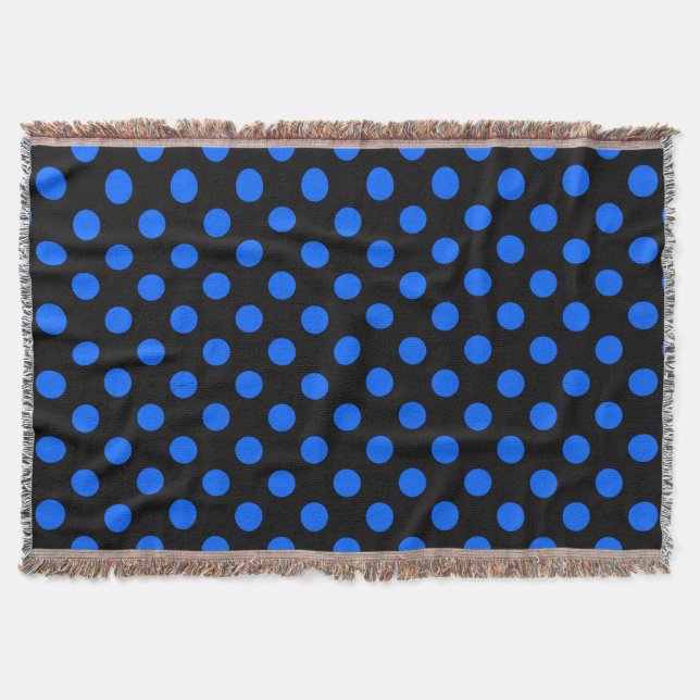 Blaue und schwarze Polka Decke (Vorderseite)
