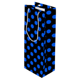 Blaue und schwarze Polka Geschenktüte Für Weinflaschen