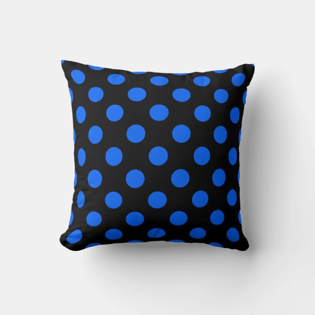 Blaue und schwarze Polka Kissen (Vorderseite)