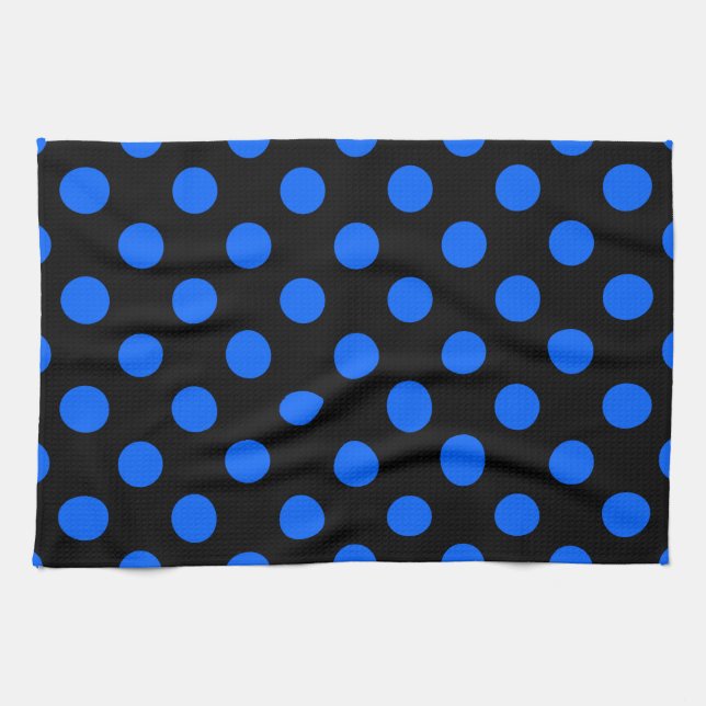 Blaue und schwarze Polka Küchentuch (Horizontal)