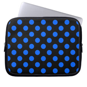 Blaue und schwarze Polka Laptopschutzhülle