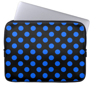 Blaue und schwarze Polka Laptopschutzhülle