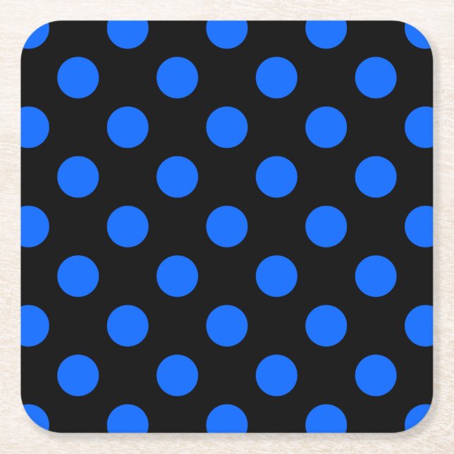 Blaue und schwarze Polka Rechteckiger Pappuntersetzer (Vorderseite)