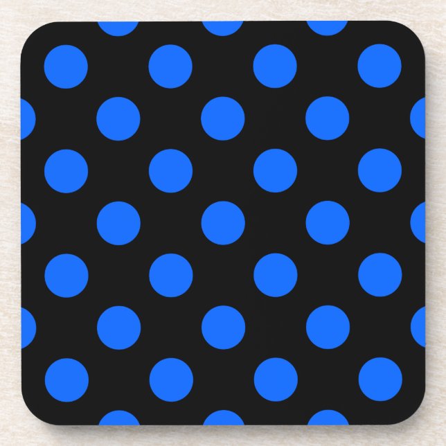 Blaue und schwarze Polka Untersetzer (Vorderseite)