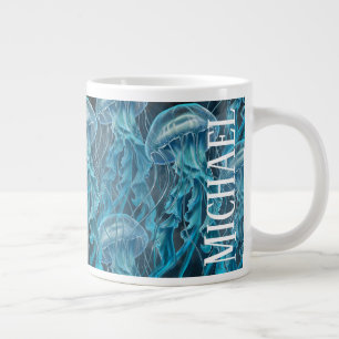Blaue und schwarze Quallen Jumbo-Tasse
