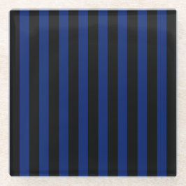 Blaue und schwarze Streifen Glasuntersetzer