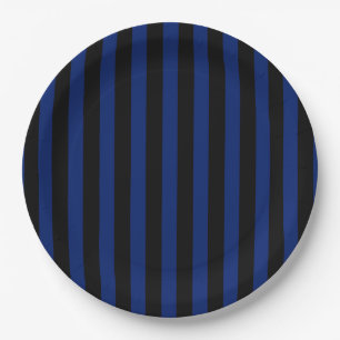 Blaue und schwarze Streifen Pappteller