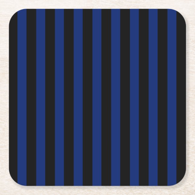 Blaue und schwarze Streifen Rechteckiger Pappuntersetzer (Vorderseite)