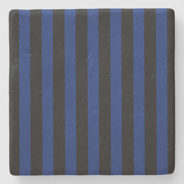 Blaue und schwarze Streifen Steinuntersetzer (Vorderseite)