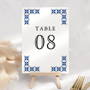 Blaue und schwarze ukrainische Stickerei Hochzeit Tischnummer